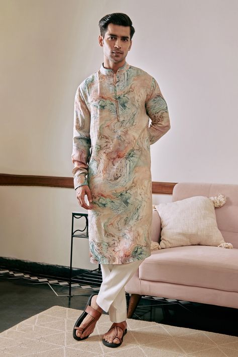 Printed Mens Kurta, Men Printed Kurta, Ikkat Kurta Designs, Printed Kurta For Men, India Fashion Men, Stylish Boy Clothes, Man Dress Design, Mens Traditional Wear, Rahul Khanna