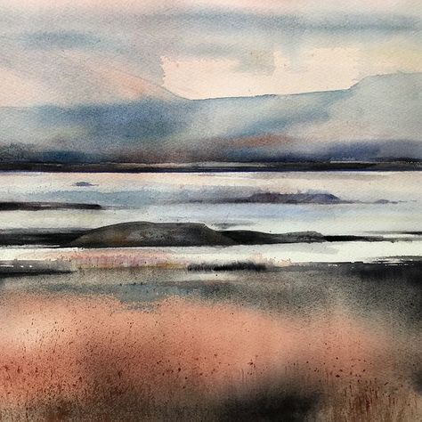 #field #mark #watercolour #landscape #abstractlandscape #watercolor #contemporarypainting #artonpaper #gallery #galleri #nordicmood #mood… | Instagram Loose Watercolor Paintings, Tree Watercolor Painting, Watercolor Art Landscape, Abstract Watercolor Landscape, Watercolour Landscape, Watercolour Inspiration, Impressionist Landscape, Landscape Art Painting, Watercolor Sketchbook