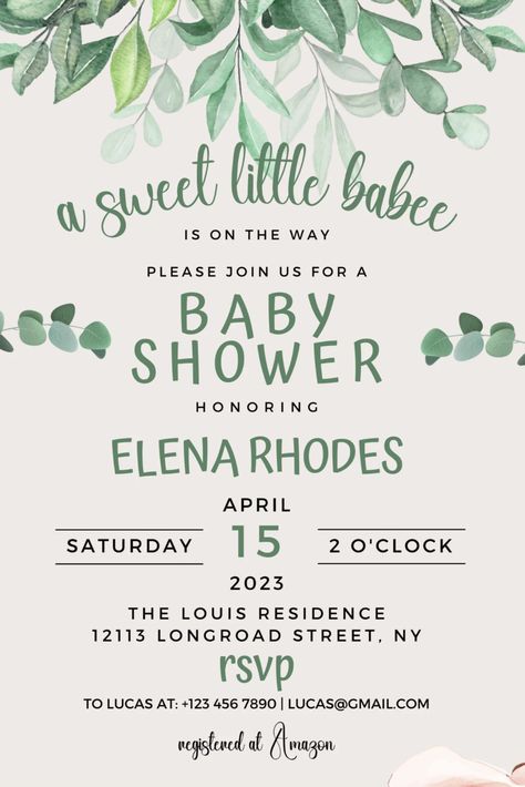 Eucalyptus Baby Shower Invitation Template | Greenery Baby Shower Invite | Watercolor Floral Invitation Template | DIY Canva Template Baby Boy Invitations, Watercolor Floral Invitation, Floral Invitations Template, Baby Shower Invitation Template, Baby Shower Invites, Unique Invitations, Beautiful Invitations, Floral Invitation, Baby Shower Invitation