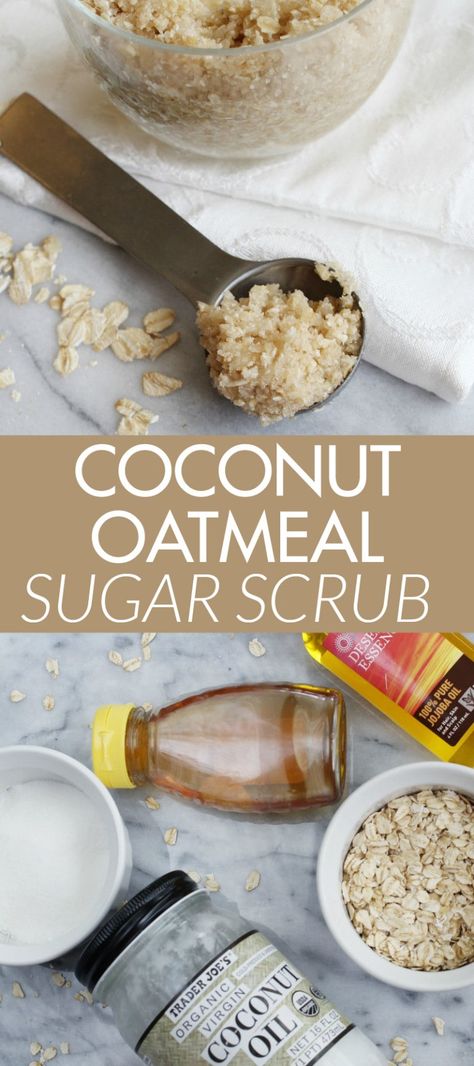 Coconut Sugar Scrub, Oatmeal Scrub, Coconut Oatmeal, Diy Coconut, Sugar Scrub Recipe, Diy Kosmetik, Diy Body Scrub, Sugar Scrub Diy, Baking Soda Uses