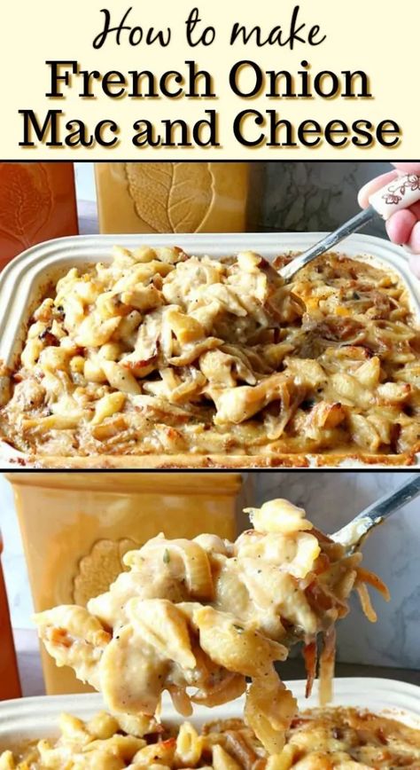 Best Ever French Onion Macaroni and Cheese Recipe French Onion Mac And Cheese Recipe, French Onion Mac And Cheese, Onion Mac And Cheese, French Onion Casserole, Good Macaroni And Cheese Recipe, Wheat Pasta Recipes, Backyard Gathering, Best Macaroni And Cheese, Cheese Homemade