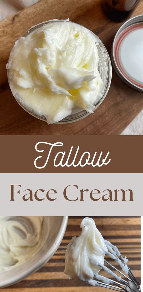 DIY Tallow Face Cream - Diy Tallow, Tallow Face Cream, Moisturizer Recipe, Tallow Moisturizer, Tallow Recipe, Face Cream Diy, Face Cream Recipe, Butter Tea, Lotion Recipe