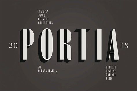 Portia | Film Noir Inspired Typeface by ochaya designs on @creativemarket Noir Font, Letter Types, Film Font, Rooftop Cinema, Design Title, Noir Detective, Create Text, Poster Fonts, Graphic Design Fonts