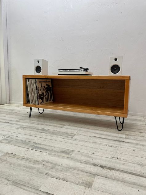 Record Player Stand and Vinyl Storage 1575 Long 60-300 - Etsy Record Organizer, Storage Entertainment Center, Record Shelf, Entertainment Center Design, Record Player Stand, Vinyl Record Collection, Tv Stand And Coffee Table, National City, Marble Tile Floor