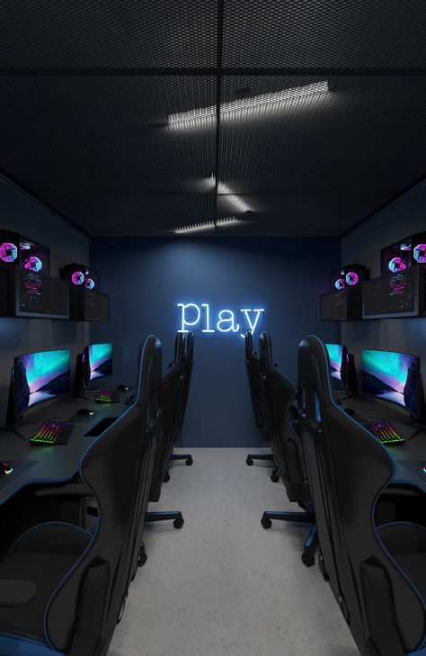 Gaming Reception Design, Game Centre Design, Vr Gaming Setup, Game Net Club Design, Gaming Studio Design, Game Cafe Design Interior, Gaming Shop Design, Gaming Cafe Interior Design, Gamenet Design