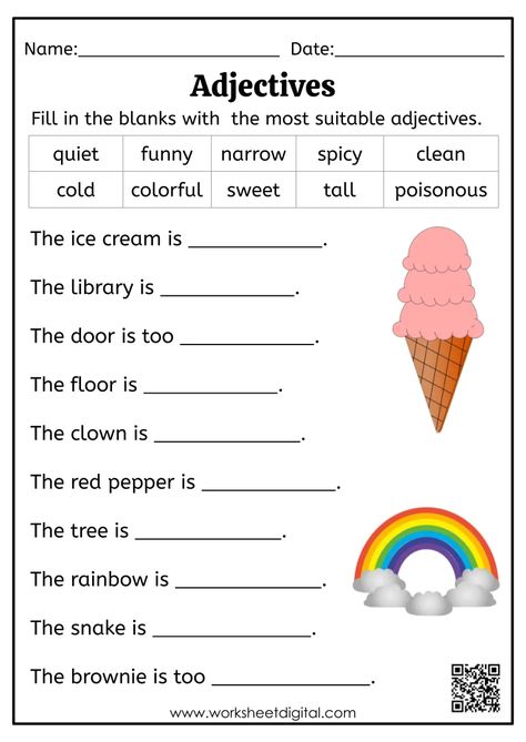 3rd Grade Adjective Worksheet, Grade 2 Adjectives Worksheet, English Grade3 Worksheet, Grade 2 Language Worksheets, Grade Six English Worksheets, Grammer English Grade 5, Teaching Adjectives Second Grade, Grade Three English Worksheets, Fifth Grade English Worksheets