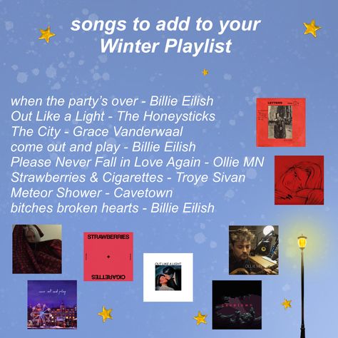 winter playlist 2022 songs to add to your winter playlist november December Christmas 2022 niche meme niche memes aesthetic starter pack indie aesthetic Billie Eilish music songs Cavetown song singer band indie pop rock Winter Playlist, Winter Music, Christmas Playlist, Grace Vanderwaal, Winter Songs, Summer Playlist, Never Fall In Love, Music Recommendations, Cosy Winter