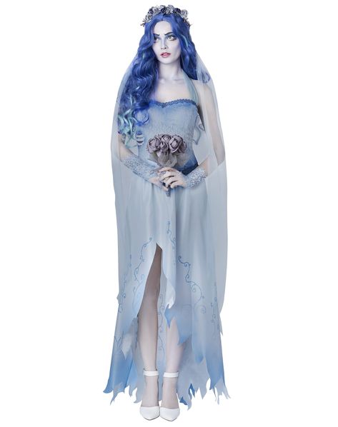 PRICES MAY VARY. When trying to decide between two sizes, choose the larger size for a better fit. You’ll enchant everyone around you when you show up in this costume. From the classic Tim Burton Film, “Corpse Bride,” this officially licensed Emily costume will have heads turning at your haunting elegance. This costume includes a dress, headband with attached veil, and fingerless gloves. It’s made from polyester, nylon, and spandex materials for a comfortable fit. Take extra caution when cleanin Corpse Bride Halloween Costume, Corpse Bride Halloween, Bride Halloween Costume, Halloween Bride Costumes, Bride Halloween, Spirit Halloween Costumes, Corpse Bride Costume, Emily Corpse Bride, Bride Costume