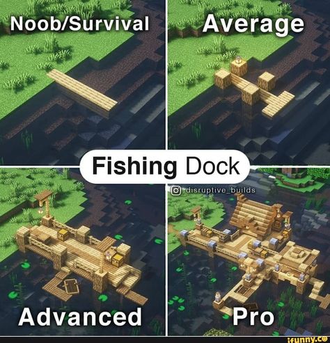 Minecraft Fishing Dock, Minecraft Kale, Construction Minecraft, Minecraft Decoration, Minecraft Village, Rumah Minecraft Sederhana, Minecraft Structures, Fishing Dock, Bangunan Minecraft