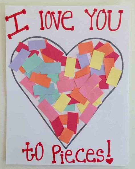 Preschool Valentine Crafts, Quotes Valentines Day, Valentines Bricolage, February Crafts, Hari Valentine, Love You To Pieces, Valentine's Day Crafts For Kids, Preschool Valentines, Valentine Activities