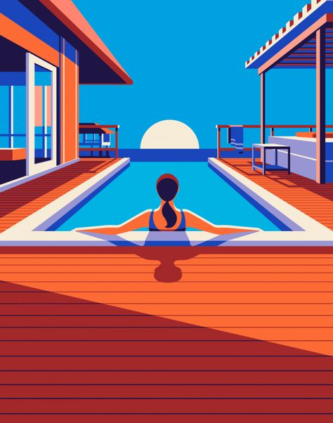 Bold and beautiful vintage-inspired travel illustrations for Kuoni France by Malika Favre | Creative Boom Illustration Design Graphique, Malika Favre, Lukisan Cat Air, Travel Brochure, Travel Illustration, Art Et Illustration, Art Pop, Art And Illustration, Travel Inspired