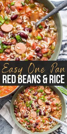 Sausage Dinners, Red Beans And Rice Recipe Easy, Rice With Sausage, Casserole Dinners, Field Meals, Red Beans N Rice Recipe, Red Beans And Rice, One Pot Dinners, Vegetables Recipes