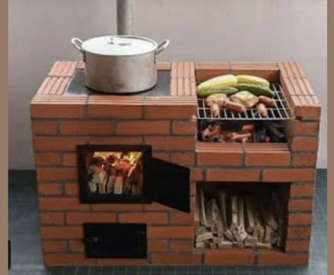 Outdoor Brick Oven, Outdoor Cooking Fireplace, Cooking Fireplace, Outdoor Grill Diy, Diy Wood Stove, Diy Grill, Outdoor Barbeque, Dirty Kitchen, Outdoor Kitchen Decor