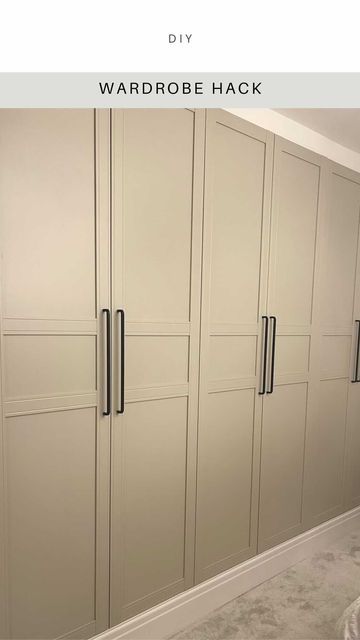 Turning A Wall Into A Closet, Wall To Wall Cabinets Built Ins Storage, Wall Of Closets Basement, Large Wall Closet, Diy Wall To Wall Closet, Diy Large Wardrobe, Long Wall Closet Ideas, Build In Storage Wall, Wall Length Wardrobe