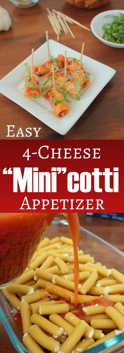 Easy 4-Cheese Mini Manicotti Appetizer | KitchenCents.com They would make a fantastic cheesy appetizer for your next party. Cheap Appetizers, Cheesy Appetizer, Potluck Ideas, Xmas Dinner, Cheap Easy Meals, Easy Cheese, Italian Appetizers, Appetizer Bites, Dinner Appetizers