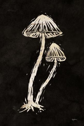 size: 18x12in Art Print: Mystical Halloween Mushrooms II by Mary Urban : Grunge Wall Decor Prints, Weird Nature Art, Two Tone Art, Things To Make To Put On Your Wall, Spooky Mushroom Drawing, Halloween Mushroom Art, Silhouette Art Nature, Grunge Poster Prints, Cool Skeleton Art