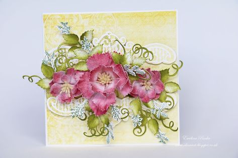 Elina Cardmaking Hobby Heartfelt Creations Cards, Birthday Sentiments, Rose Frame, Foam Flowers, Heartfelt Creations, Small Rose, Elegant Flowers, Wild Rose, Wild Roses