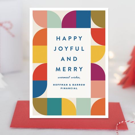 Modern Colorful Business Christmas Holiday Card Architectural Christmas Card, 2024 Christmas Card Trends, Generic Holiday Card, Company Christmas Card Ideas, Corporate Holiday Card Design, Business Holiday Card, Corporate Christmas Card Design, Business Christmas Cards For Clients, Company Holiday Card Design