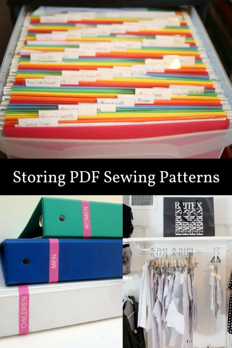 How to keep your sewing patterns organized - the best storage ideas for keeping our sewing supplies organized #sewing #organization #craftorganization #sewingtutorials Sewing Pattern Storage, Sewing Supplies Organization, Sewing Hems, Sewing Room Storage, Sewing Supplies Storage, Printable Sewing Patterns, Sewing Room Organization, Quilting Room, Sewing Space