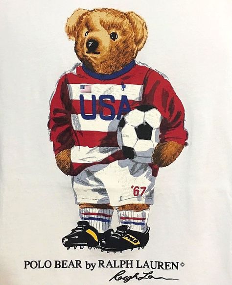 RALPH LAUREN POLO USA MLS SOCCER BEAR T-SHIRT TOP WHITE RARE Size Medium NWT  789023606092 | eBay Polo Bear Ralph Lauren Wallpaper, Polo Ralph Lauren Wallpaper, Polo Bear By Ralph Lauren, Polo Bear Ralph Lauren, Mls Soccer, Teddy Bear Wallpaper, Bears Football, Teddy Bear Pictures, Bear Tattoo