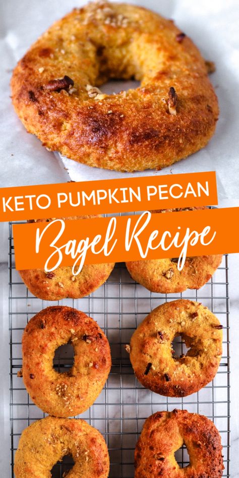 Keto Pumpkin Pecan Bagels are a homemade keto bagel that has a nice flavor of pumpkin in every bite. The ultimate keto breakfast recipe! #passion4savings #keto #pumpkin #Pumpkinspice #bagel #almondflour #easy #best #breakfast Healthy Pumpkin Recipes Low Calories, Pumpkin Recipes Easy Dinner, Keto Bagel, Paleo Pumpkin Recipes, Pumpkin Bagels, Canned Pumpkin Recipes, Keto Gluten Free, Pumpkin Recipes Healthy, Keto Bagels