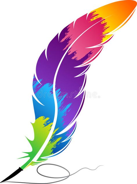 Feather Art Drawing, Rainbow Feather, Painted Rainbow, Plant Wallpaper, Feather Art, Free Illustration, White Stock, Colorful Rainbow, Background Illustration