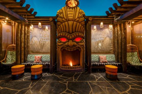 Why Tiki Bar Culture Thrives in San Diego, CA - Thrillist Tiki Restaurant, Tiki Fashion, Outdoor Tiki Bar, Hawaiian Homes, Tiki Bar Decor, Tiki Decor, Grass Skirt, Tiki Lounge, Enchanted Tiki Room