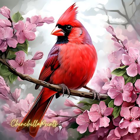 Red cardinal on a rhododendron branch, Cardinal and redodendron symbols of American states, Watercolor birds and flowers, Virginia Cardinal , 13х13 When payment is complete you will receive you will receive 12 HIGH-RESOLUTION FILE, 8192x8192 pixels.  The image is 1:1 ratio.(5х5, 7х7, 10х10, 15х15, 20х20, 24х24) ✨Watermark/logo will not appear on the files you receive✨ The listing is for a digital file, no physical product is shipped. Drawings Of Cardinals, Pictures Of Cardinals, Red Birds Cardinal, Painted Cardinals, Painting Cardinals, Cardinals Painting, Cardinal Artwork, Cardinal Symbolism, Red Cardinal Painting