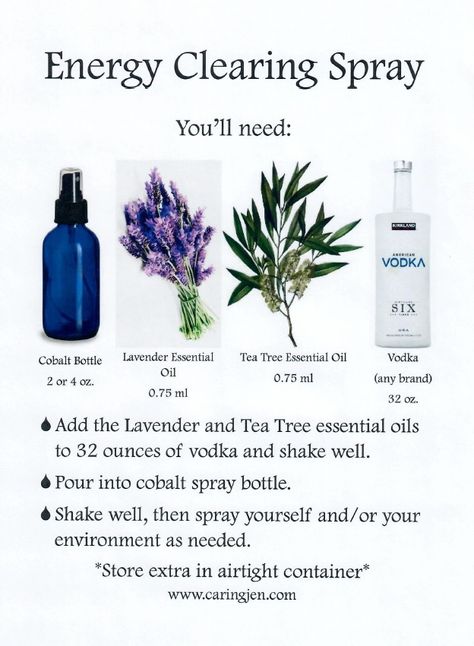 Protection Spray Recipe Witchcraft, Auric Spray Recipe, Essential Oils For Spirituality, Spiritual Floor Wash Recipe, Auric Spray, Cleansing Room Spray, Energy Clearing Spray, Aura Cleansing Spray, Clearing Spray