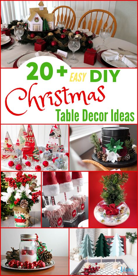 20+ Easy DIY Christmas Table Decor Ideas for a Beautiful Table Setting - Mom Does Reviews Diy Christmas Table Decor, Christmas Table Decor Ideas, Simple Table Decorations, Christmas Table Decorations Diy, Diy Christmas Table, Christmas Party Table, Christmas Table Decoration, Table Decoration Ideas, Christmas Dining Table