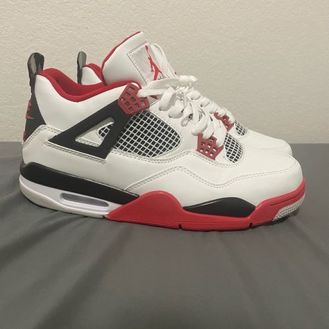 Jordan 4 “Fire Red” Brand New Size 11 Negotiable No Box Jordans 4s Red, Hello Kitty Jordan 4’s, Red Jordans 4s, Cute Shoes Jordans, Aesthetic Jordan 4, Latina Shoes, Jordan 4 Fire Red, Outfits Latina, Fire Shoes