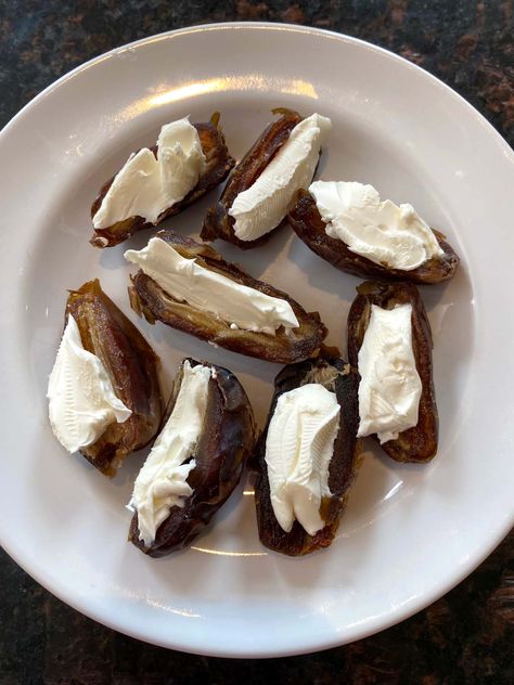 This instant appetizer comes together so easy and is super unique! You'll love the flavor of these yummy Stuffed Dates With Cream Cheese. Dates And Cream Cheese, Cream Cheese Stuffed Dates Recipes, Dates And Cheese, Cream Cheese Dates, Dates With Cream Cheese, Date Appetizers, Cream Cheese Stuffed Dates, Turkish Coffee Recipe, Jalapeno Cream Cheese Dip