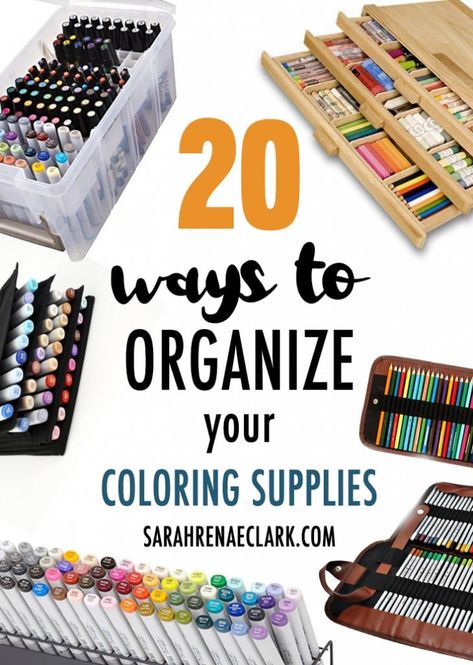 20 Clever Ways to Organize Your Coloring Supplies Pen Storage Diy, Colored Pencil Storage, Coloring Book Storage, Crayon Storage, Crayon Organization, Cd Rack, Diy Marker, Art Supplies Storage, Art Supply Organization