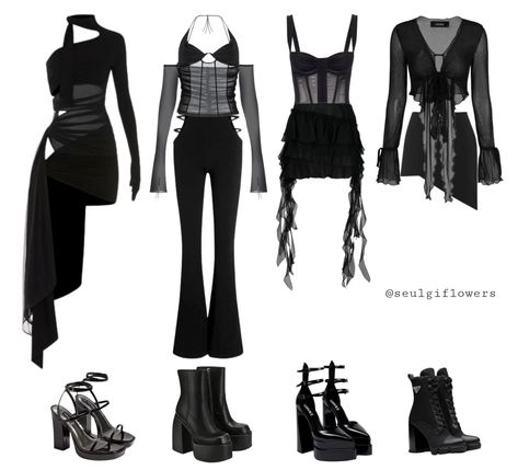 Rockstar Stage Outfit, Enhypen Dark Blood Outfit Inspired, Black Performance Outfit, Kpop Outfits Inspiration Stage, Concert Performance Outfits, Blackpink Stage Outfits, Blackpink Inspired Outfits, Concert Outfit Fall, Group Outfits