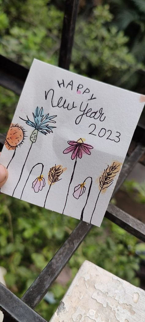 #Handmade crafts#new year ideas#2023 #new year cards diy New Year Cards Diy, New Year Card Ideas, New Year Watercolor, Aesthetic New Year, New Year Ideas, New Year Cards, Ideas Handmade, Watercolor Ideas, New Year Card