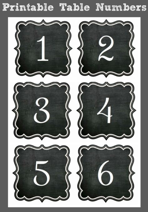 Chalkboard Table Number Printables- FREE! Free Table Number Printables Templates, Table Number Cards Free Printable, Free Printable Table Numbers, Chalkboard Table Numbers, Number Printables, Wedding Artist, Table Numbers Printable, Chalkboard Table, Printable Table Numbers