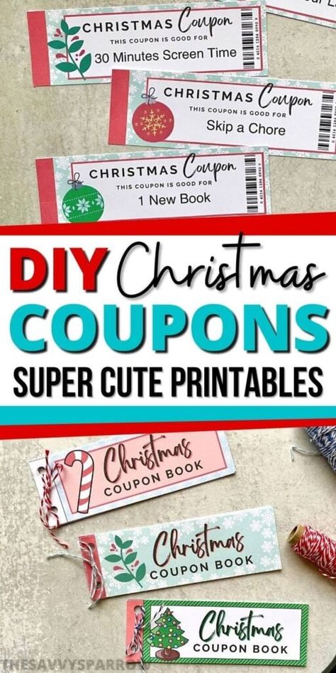 Kids Coupon Ideas, Christmas Coupons For Kids, Christmas Coupon Book, Coupon Book Template, Coupons For Kids, Coupon Book Diy, Printable Coupon Book, Christmas Coupons, Diy Stocking Stuffers