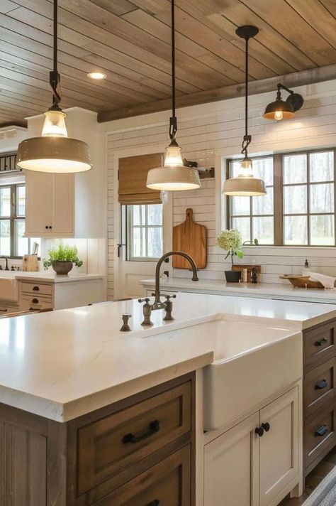 Chip And Joanna Gaines Farmhouse Kitchen, Joanna Gaines Farmhouse Kitchen, Georgia Cottage, Kitchen Layouts With Island, Bathroom Farmhouse Style, Farmhouse Kitchen Design, Project Board, Bathroom Trends, Kitchen Tiles Backsplash