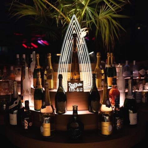 Tequila Display, Chicago Night Clubs, Bottle Presenter, Don Julio Tequila, Wine Stand, Bottle Display, Alcohol Bottles, Bottle Service, Champagne Bottles