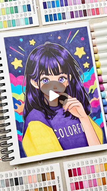 Ohuhu Art Supplies on Instagram: "Check out this amazing art by @im.meeco, featuring a cute girl with a retro background! 💜   The vibrant tones and smooth colors are achieved using Ohuhu markers. 🎨✨ You can easily follow the detailed tutorial on Meeco‘s YouTube channel as well. 📺   #Ohuhu #OhuhuMarkers #OhuhuArt #Retro #Pop #RelaxingColoring" Ohuhu Markers Art, Ohuhu Art, Ohuhu Markers, Relaxing Colors, Retro Background, Retro Girls, Retro Pop, Alcohol Markers, Color Swatch