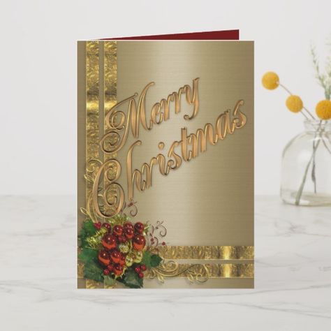 Elegant Christmas Cards, Homemade Christmas Cards, Gold And Red, Stampin Up Christmas, Christmas Invitations, Christmas Holiday Cards, Diy Christmas Cards, Holiday Postcards, Card Christmas