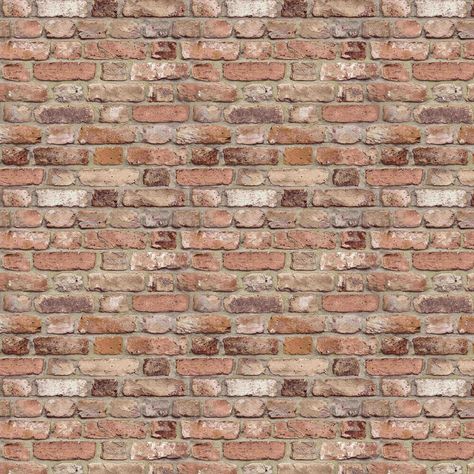 A realistic looking lightly textured weathered brick wall effect design. Shown in the Rust realistic red brick colourway. Weathered Brick Wall, Wall Effects Texture, Brick Texture Architecture, Orange Brick Wallpaper, Wall Brick Design, Bricks Aesthetic, Brick Texture Seamless, Red Brick Texture, Red Brick Interior