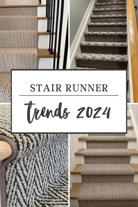 top trending stair runners for 2024 Best Carpet For Stairs, Staircase Carpet Runner, Stairway Carpet, Patterned Stair Carpet, Stairs Colours, Silver Carpet, Interior Design Hallway, Carpet Staircase, Carpet Treads