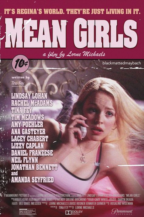 Mean Girls Movie Poster, Trin Lovell, Mean Girls Poster, Pulp Fiction Poster, 2000s Posters, Mean Girls Movie, Y2k Posters, Poster Room, Girl Posters