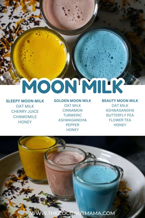 Moon Milk Tea, Vegan Moon Milk, Moon Milk Ashwagandha, Night Time Milk Drink, Milk And Honey Recipe, Comfort Drink Recipes, Smoothies For Night Time, Drinks To Help You Sleep, Mocktails For Sleep