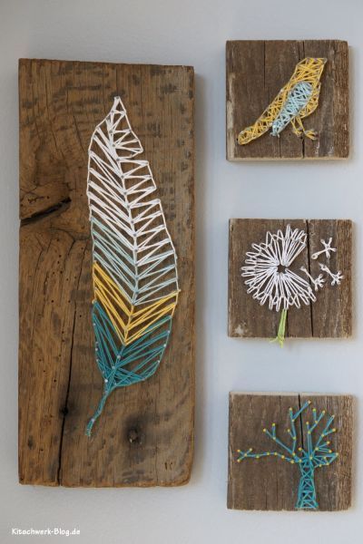 DIY: Mit Jungs basteln: Hämmern und anstreichen ;-) String Art Diy, Diy Bricolage, Diy Tags, Jeans Diy, Crafty Craft, Crafts For Teens, String Art, Diy Wall Art, Yarn Crafts