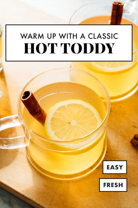 Classic Hot Toddy Recipe, Hot Toddy Recipe For Colds, Hot Toddy Cocktail, Hot Toddy Recipe, Maple Whiskey, Irish Coffee Recipe, Toddy Recipe, Hot Toddies Recipe, Lemon Honey