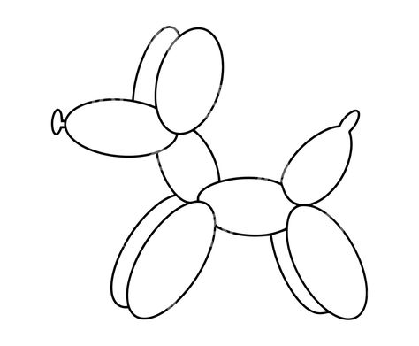 Balloon Animal Clipart, How To Draw A Balloon Animal, Balloon Animal Doodle, Dog Ballon Draw, Balloon Animal Tattoo Simple, Animal Balloon Drawing, Ballon Animal Painting, Balloon Dog Outline, Balloon Dog Tattoo Outline