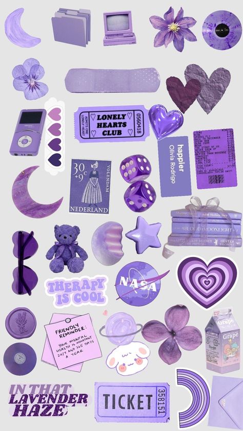 Purple Scrapbook Printables, Lilac Aesthetic Stickers, Scrapbook Stickers Printable Purple, Purple Scrapbook Design, Purple Design For Scrapbook, Purple Png Aesthetic, Cute Stickers Aesthetic Purple, Memorie Journal, Purple Stickers Printable