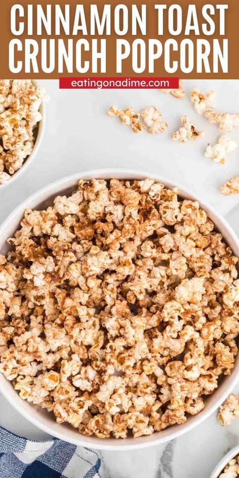 Cinnamon Sugar Popcorn, Fodmap Diet Food Lists, Cinnamon Toast Recipe, Cinnamon Toast Crunch Cereal, Popcorn Recipes Easy, Cinnamon Cereal, Healthy Popcorn, Cinnamon Crunch, Cereal Snacks